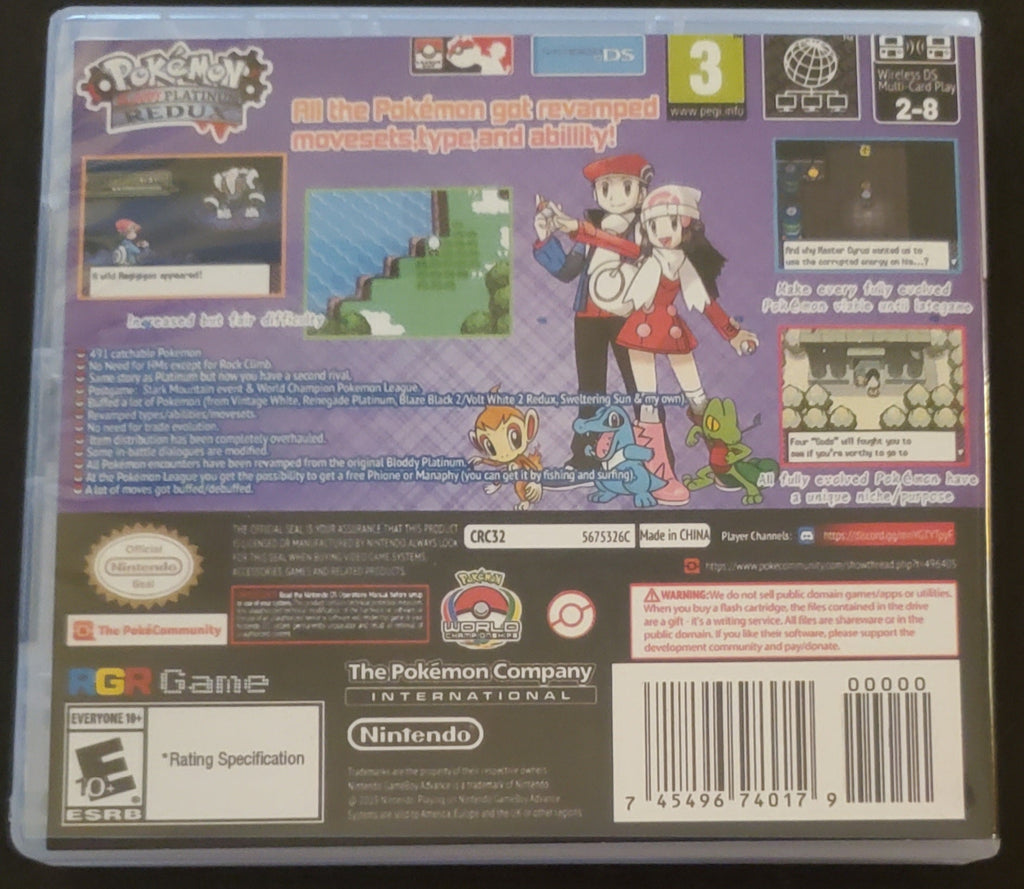 Pokemon Bloody Platinum Redux NDS Video Game Nintendo DS with Box