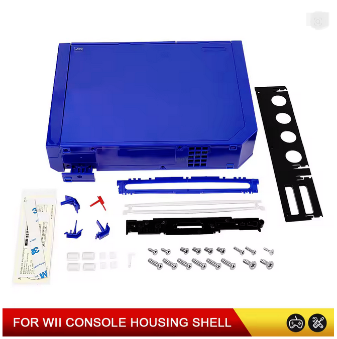 Nintendo Wii Full Replacement Shell Housing Faceplate Blue Complete