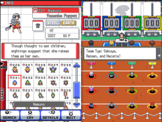 Pokemon Touhoumon HeartGold NDS Nintendo DS Custom ROM Hack Video Game