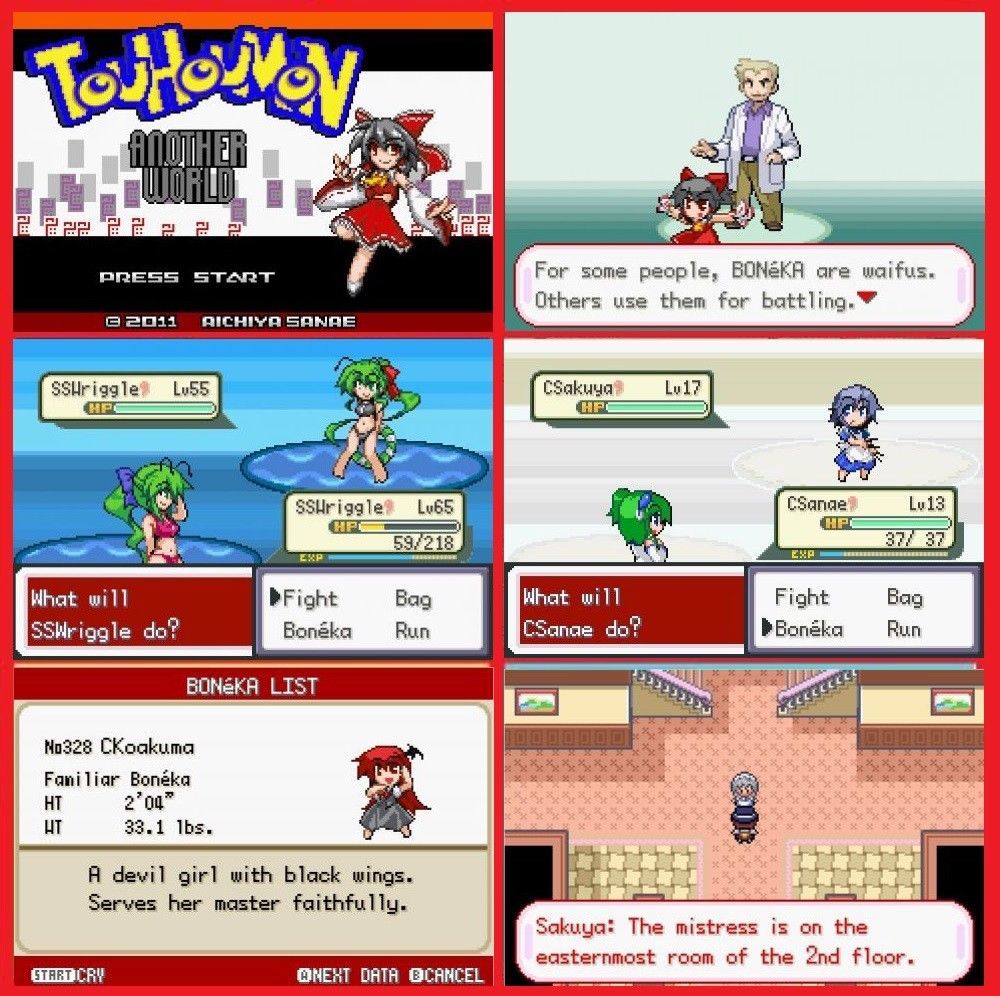 Pokemon Touhou Another World GBA ROM Hack Video Game Gameboy Advance